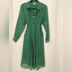 Ted Baker London Green Printed Sheer Shirt Dress w/ Slip – Size 6 (UK Size 2)